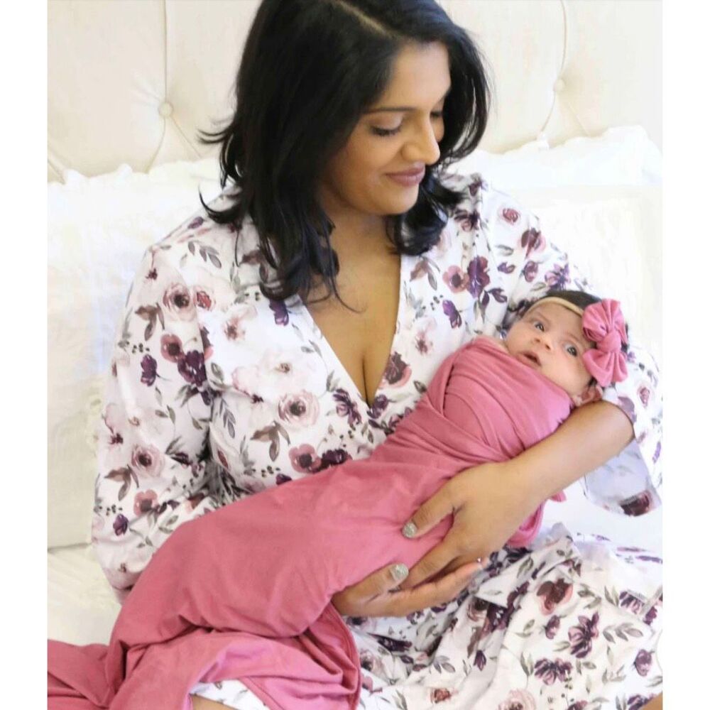 Caden Lane Floral Robe with Pink Accents